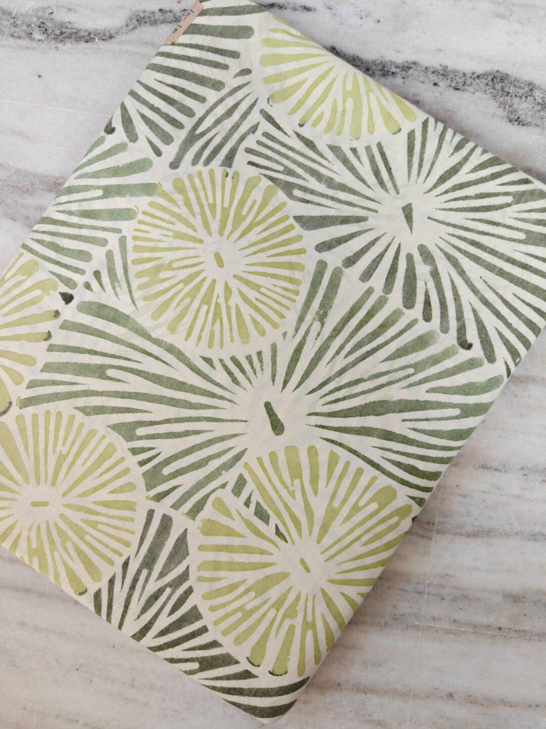 Soft Green Color Botanical Fabric, Abstract Leaf Sunburst Print, Sage ...