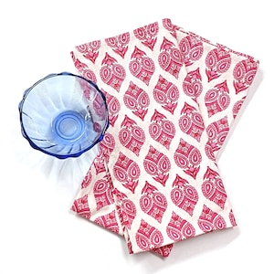 Pink Indian Hand Block Floral Napkins, Cloth Napkins, Wedding Napkins, Dinner Table Napkins, Handmade Napkins, Formal Cotton Napkins