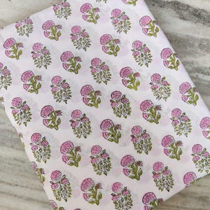 Indian Hand Block Print Fabric, Floral 100% Cotton Quilting Fabric By The Yard, Fabric For Dress Making, Loose Running Fabric, Napkin Fabric