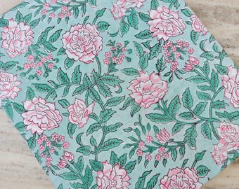 Green Floral Cotton Fabric, 100% Soft Printed Cotton by the Yard, Quilting, Sewing, Dressmaking, Textile Fabric, Loose Running Fabric