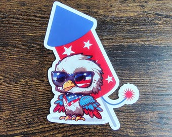 2"x3" 4th of July Eagle and Firework Sticker