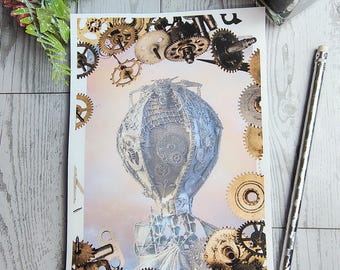 Vintage Steampunk Stationeries No Lines, 51/2"x 81/2" Bound or Loose.