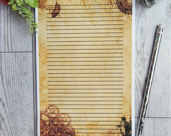 Papelería Steampunk vintage, 51/2" x 81/2", encuadernada o suelta.