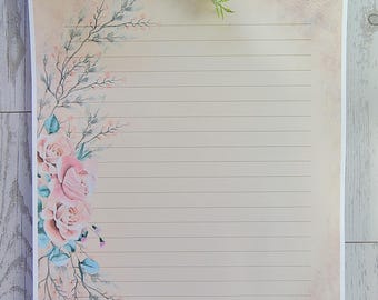 Papelería floral vintage, 81/2" x 11", encuadernada o suelta.