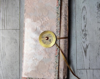 Laminated Lace Floral and Music Junk Journal