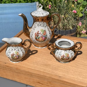 Italian porcelain tea set in gold color