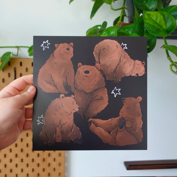 cute browm bears art print