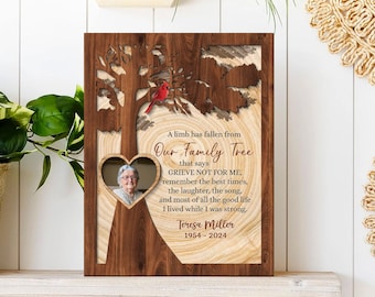 Personalized A Limb Has Fallen Wood Plaque Memorial Gifts for Loss of Loved One Sympathy Gift for Mom Grandma Dad Grandpa Memorial Wood Sign