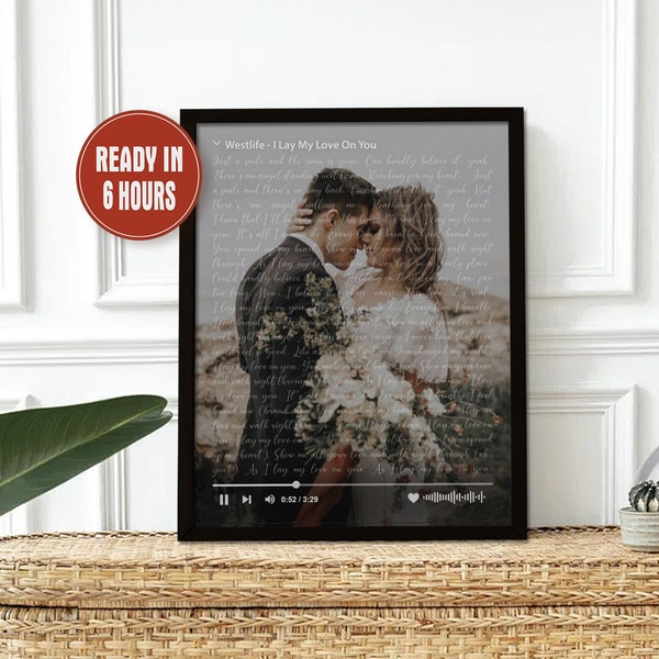 Custom Wedding Song Lyrics With Photo Gift Personalized First Dance Favorite Song Canvas Print 1st Anniversary Custom Sign Framed Wedding