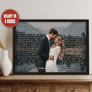 Personalized Wedding Song Lyrics with Photo Custom Sign Framed Wedding Gift First Dance Favorite Song Canvas Print 1st Anniversary
