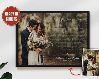 Wedding Song Lyrics with Photo Personalized First Dance Favorite Song Canvas Print 1st Anniversary Custom Sign Framed Wedding Gift