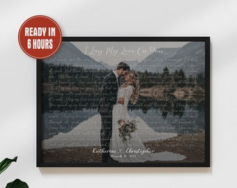 Wedding Song Lyrics With Photo Gift Personalized First Dance Favorite Song Canvas Print 1st Anniversary Custom Sign Framed Wedding Gift