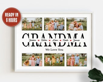 Personalisierte Oma Foto Collage Leinwand, Muttertagsgeschenk