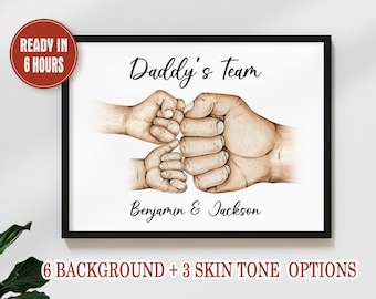 Personalized Fist Bump Daddy's Team Gift for Dad First Fathers Day Gift for Daddy Best Dad Ever Custom Dad gift from kids Grandpa Gifts
