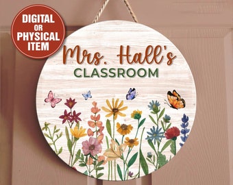 Personalized Teacher Classroom Door Sign Teacher Classroom Door Hanger Teacher Welcome Sign Teacher Name Sign Teacher Gift Classroom Decor