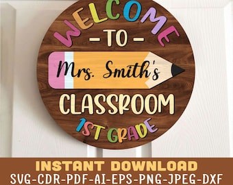 Teacher Classroom Laser SVG, Teacher Door Hanger Svg, Teacher Svg, Teacher Sign Svg, Teacher Sign Laser File, Back to School Laser Files