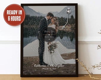 Custom Wedding Song Lyrics With Photo Personalized Vinyl Record Song With Lyrics Wedding Anniversary Gift for him Wedding framed canvas gift