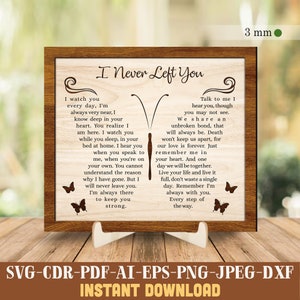 Eu nunca te deixei Memorial SVG Placa comemorativa com corte a laser SVG Memorial Svg Placa funerária Svg Placa memorial com corte a laser Arquivo Memorial Presente Svg