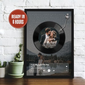 Personalized Wedding Gift Custom Song Lyrics With Photo Custom Vinyl Record Plaque Music gift for couple photo gift 1 year anniversary gift