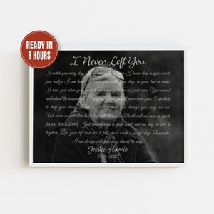 I Never Left You Personalized Memorial Photo Gift For Loss Of Father, Loss Of Mother Sympathy gift, Loss Of Daughter photo Gift, Loss of Son