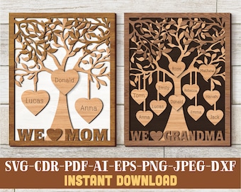 Mother Day SVG Bundle Laser File Family Tree SVG Laser cut file for mothers day Gift for mom sign laser cut file