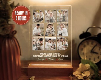 Personalized Father's Day Night Light, Dad Photo Collage Night Light, Dad Photo Gift, Photo Collage Gift for Dad, Father's Day Gift