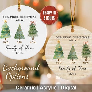 Personalized Family Of 3 Christmas Ornament Family of Three Ornament Baby&#39;s First Christmas Ornament First Christmas Ornament Christmas of 3