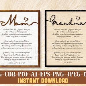 Mama Laser geschnitten svg Datei Holzschild, Muttertag Gedicht Zeichen