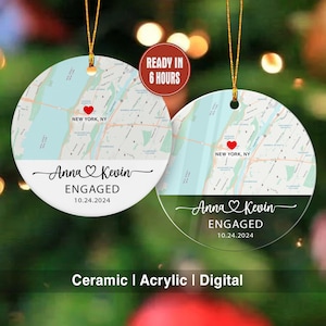 Ornement de fiançailles personnalisé, cadeau, carte personnalisée, fiançailles, décorations de Noël, fiançailles, couple, fiançailles, cadeau