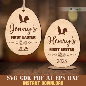 Archivos digitales cortados con láser SVG de mi primer huevo de Pascua, Svg del primer huevo de Pascua del bebé, Svg del primer huevo de Pascua del bebé, Svg del nombre del primer huevo de Pascua del bebé