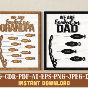 Archivo SVG láser del signo del Día del Padre Enganchado a papá, enganchado a papá, enganchado a papá, enganchado al abuelo