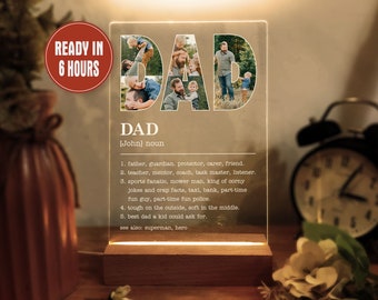 Personalisierte Papa Definition Foto Collage Nacht Licht Geschenk zum Vatertag Geschenk für Papa Foto Geschenk für Papa, Papa Geburtstagsgeschenk