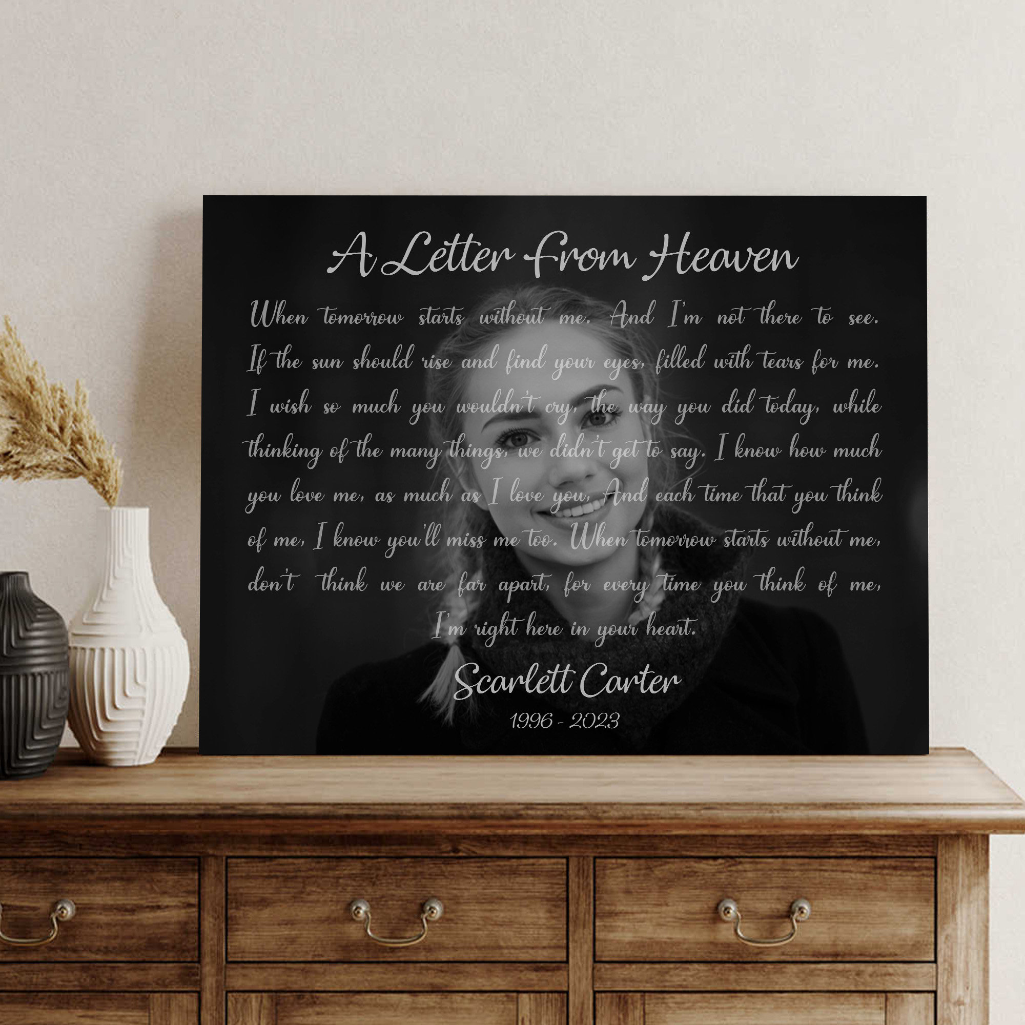 A Letter From Heaven Personalized Memorial Photo Gift for Loss of ...