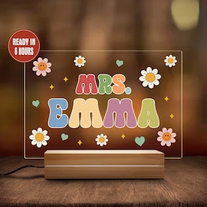 Teacher Appreciation Gift Personalized Teacher Desk Name Plate Custom Teachers Name Lamp Gift For Teacher Back to School Gift