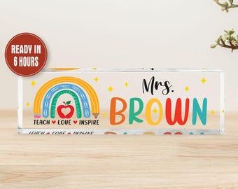 Personalized Teacher Name Desk Sign Teacher Acrylic Desk Name Plate Teacher Appreciation Gift Back To School Teacher Gifts