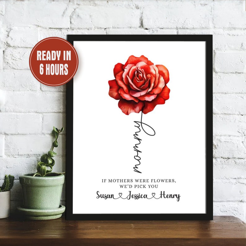Personalized Mom Flower Wall Art Mothers Day Gifts Flower Gift for Mom ...