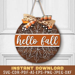 Hello Fall Sign Svg Files, Hello Fall Door Hanger Svg, Hello Fall Svg, Autumn Door Hanger Svg, Fall Welcome Sign Svg, Fall Laser Files Svg