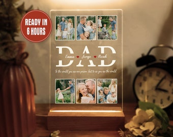 Personalized Photo Collage Gift For Dad Photo Gift Custom Photo Night Light Fathers Day Gift Dad Birthday Gift From Daughter Gift For Papa