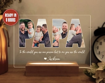 Personalized Papa Photo Collage Night Light, Father's Day Gift, Papa Collage Gifts, Gifts for Grandpa, Gift for Papa, Grandpa Photo Gift