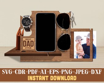 Beste vader ooit Docking Station SVG laserbestand cadeau-ideeën voor Vaderdag
