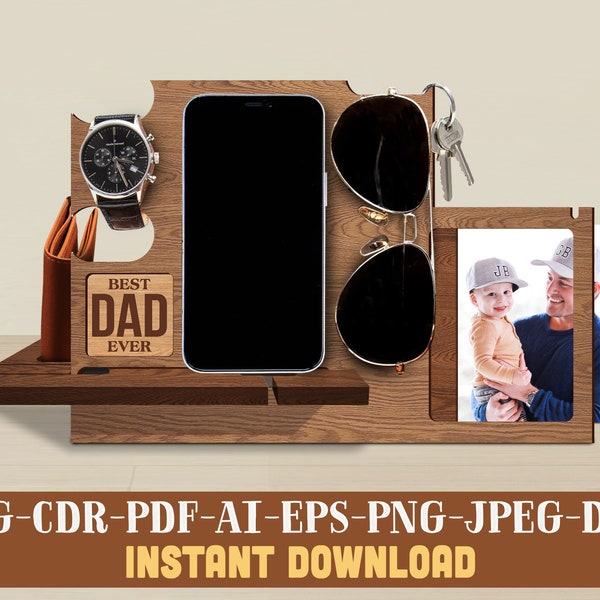 Best Dad Ever Docking Station SVG Laser File Gift Ideas for Father Day