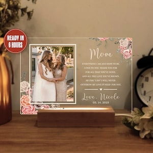 Mutter der Braut Foto Nacht Licht Geschenk vom Braut Hochzeitsgeschenk für Mutter der Braut von Tochter, Mutter der Braut Bilderrahmen