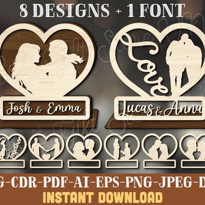 Coppia nel cuore Svg Laser File San Valentino SVG Bundle Coppia segno SVG Regalo di San Valentino SVG Regalo romantico Coppia Svg Cartello in legno