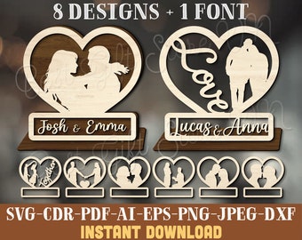 Paar In Herz SVG Laser Datei Valentine SVG Bundle Paar Zeichen SVG Valentinstag Geschenk SVG Romantisches Geschenk SVG Paar Holzschild