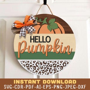 Hello Pumpkin Welcome Sign Svg Pumpkin Fall Sign Svg Pumpkin Door Sign Svg Pumpkin Door Hanger Svg Fall Welcome Sign Svg Fall Laser File Svg