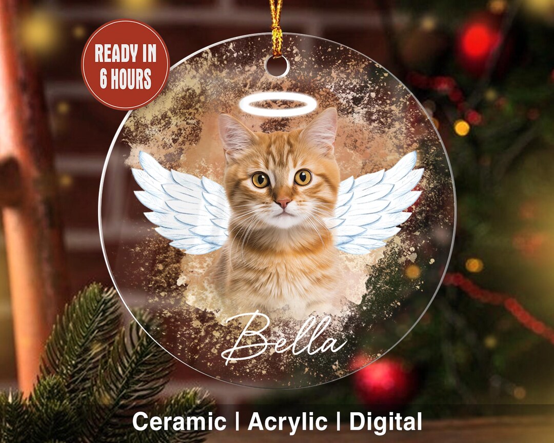 Personalized Pet Memorial Photo Ornaments, Loss of Dog Cat Picture ...