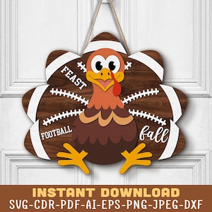 Turkey Door Sign Svg, Thanksgiving Door Sign Svg, Fall Door Hanger Svg, Fall Door Sign Svg, Fall SVG Laser Files, Turkey Fall Sign Svg
