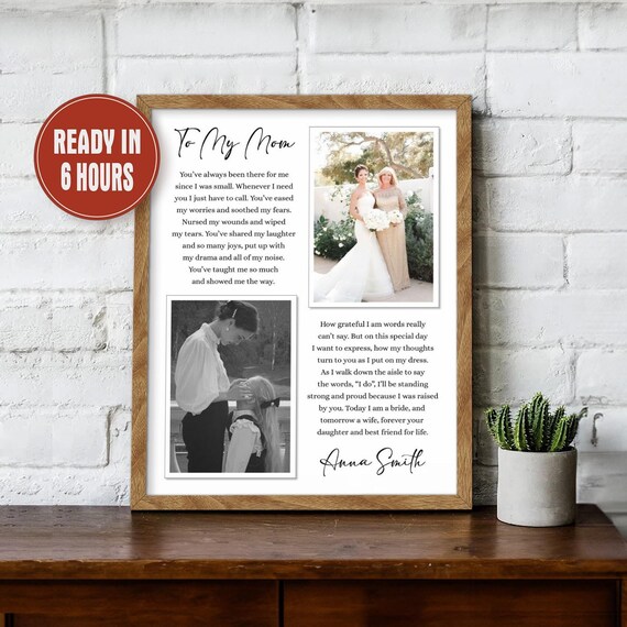 Mother of the Bride Gift From Daughter Wedding Photo Gift for Mom Parents  Wedding Gift From Bride Then and Now Photo on My Wedding Day - Etsy