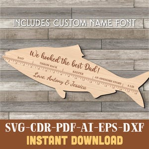Fish Ruler SVG Laser File Fathers Day SVG Fish Measurement Plaque SVG Fathers Day Laser Fishing Gift for Dad