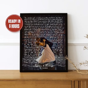 Personalized Wedding Song Lyrics with Photo Gift First Dance Canvas Print Wedding Song Portrait First Song Wedding Gift Song Lyrics print